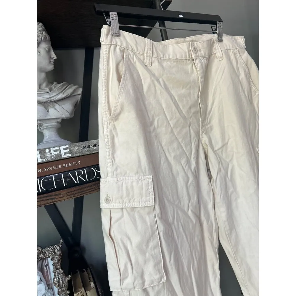Madewell Garment-Dyed Low-Slung Straight Cargo Pants Vintage Linen Womens 30 - Image 6