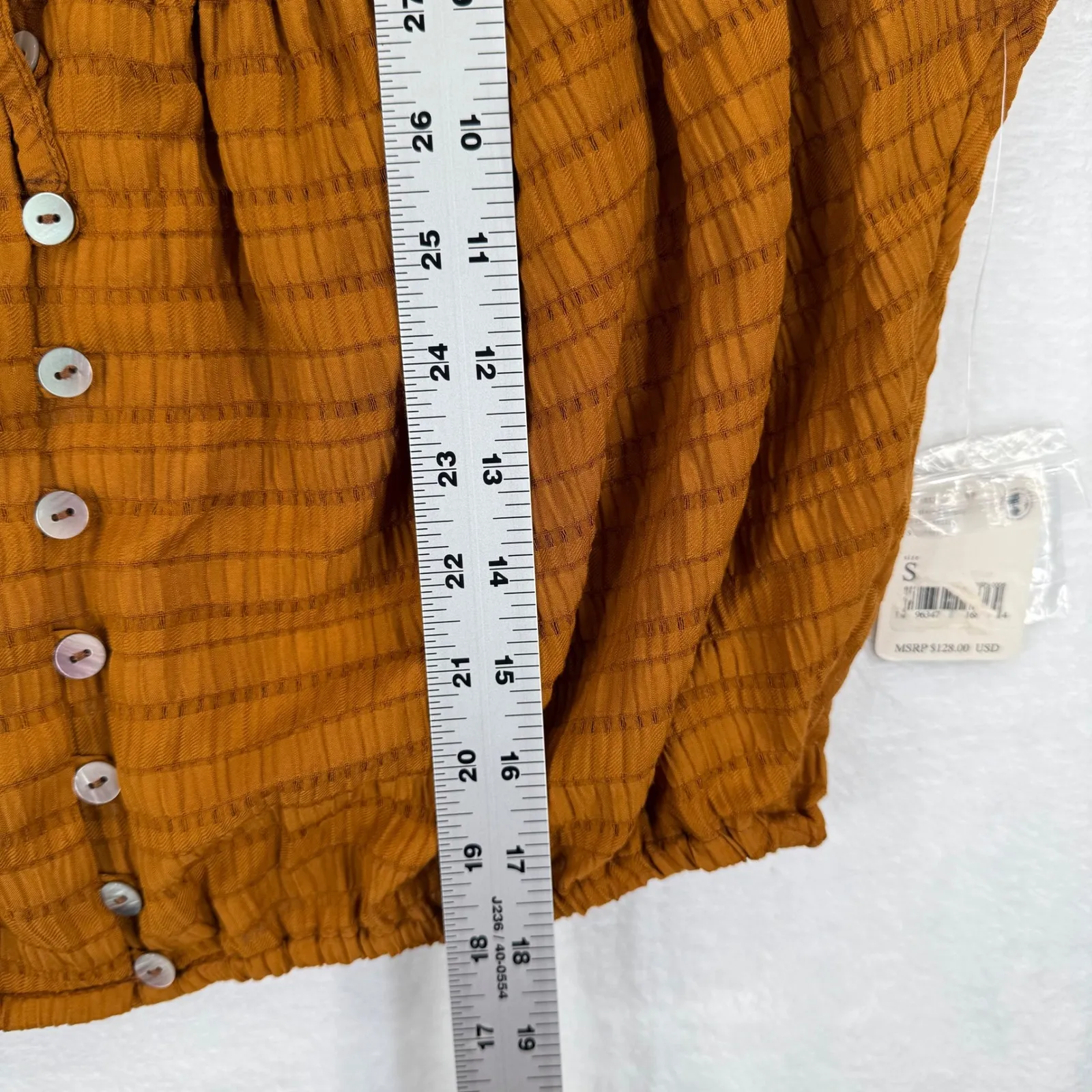 Free People Glazed Ginger Square Neck Cropped Blouse Long Sleeve Women Size S - Image 3