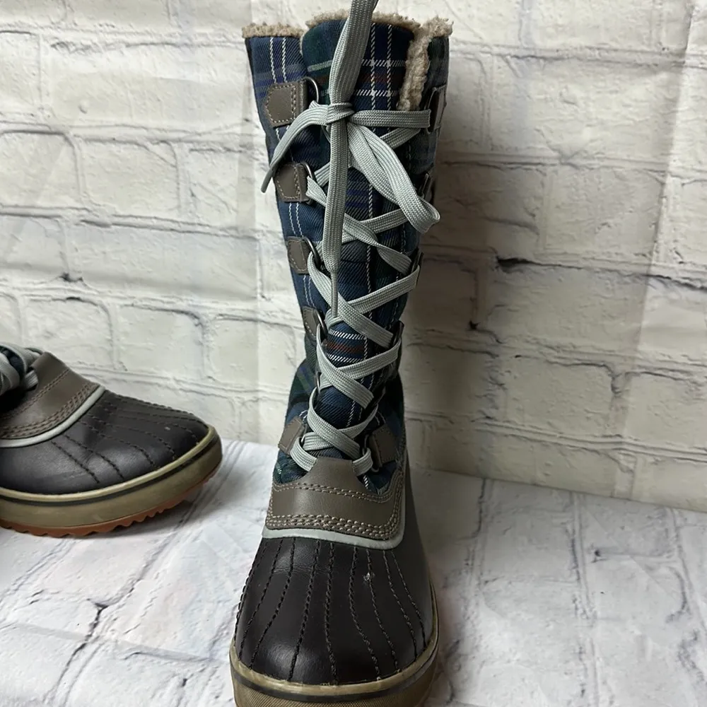 Sorel Tivoli high winter lace up boots plaid waterproof size 6 - Image 8
