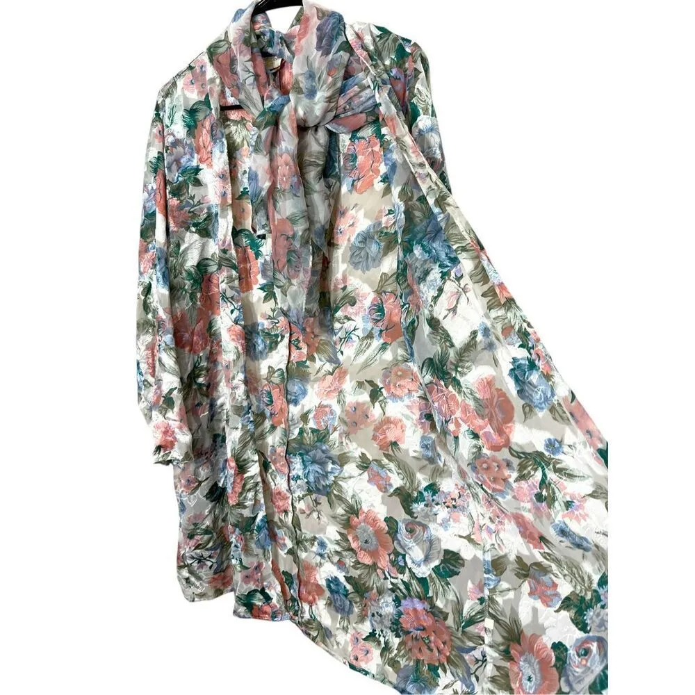 Vintage Victoria’s Secret Gold Label Floral Print Open Front Robe Size M/L‎ - Image 5