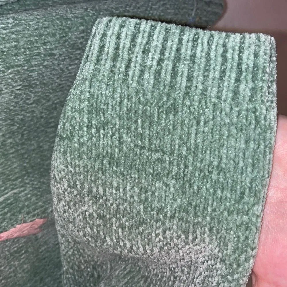 Vintage Womens Grannycore Sweater Large Knit Pullover Floral Embroidery Fuzzy - Image 4