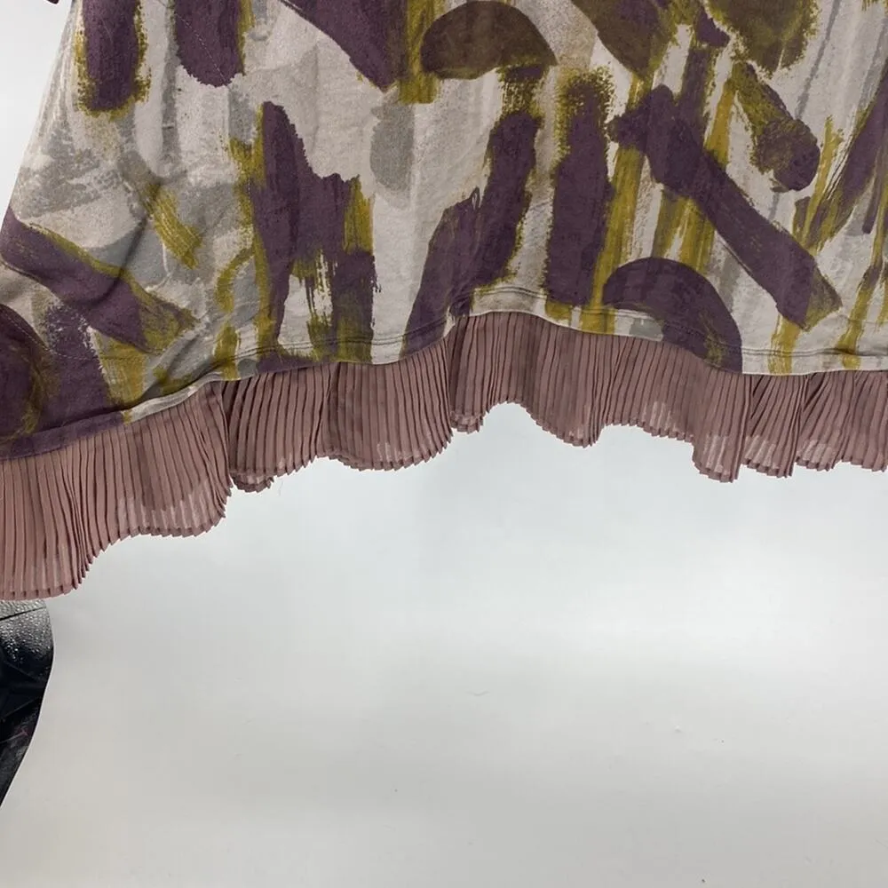 LOGO Lounge Lori Goldstein Ruffle pleated Hem Abstract Print Tunic pockets - Image 3