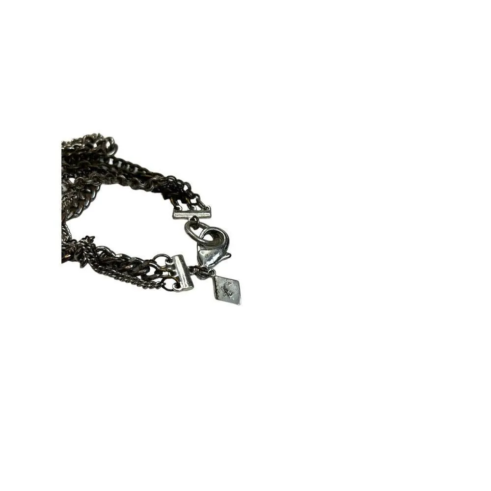 Sequin brand long chain necklace multilayered silver necklace Silver - Image 3