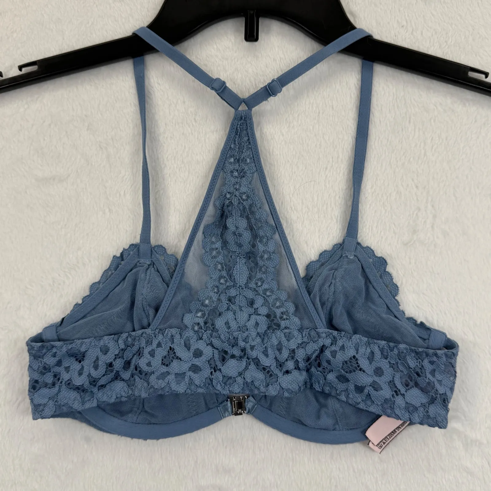 Victoria's Secret Body By Unlined Plunge‎ Lace Bralette Blue 34B Women's - Image 3
