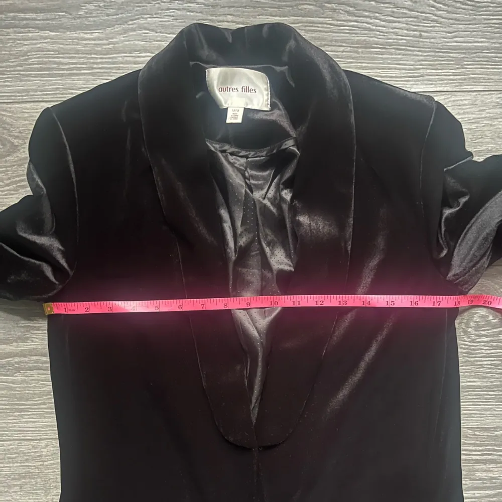 Autres Filles Velvet Velour Black Open Ruched 3/4 Sleeve Blazer Size M Size M - Image 8