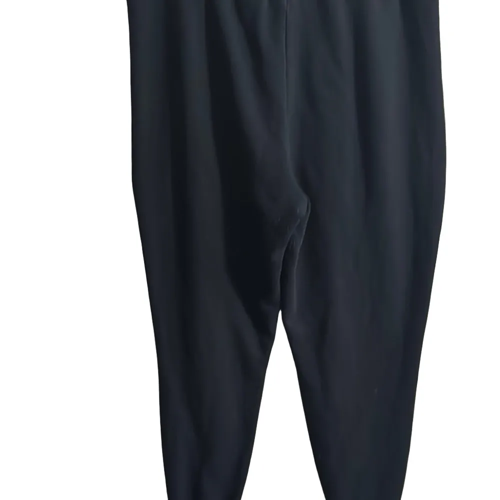 PINK Victoria's Secret Black and White Sweatpants with Tapered Fit - Image 4