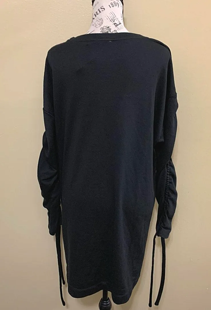 Lush Black Ruched Drawstring Sleeve Mini Dress - Image 7