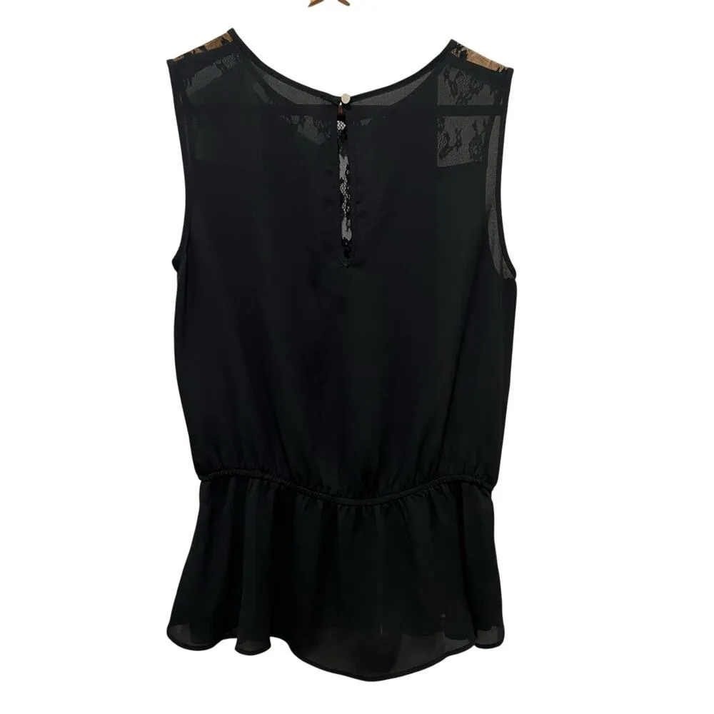 ACEMI Sleeveless Studded Lace Blouse Sz M Black Office Boho Cami Top Party NEW - Image 4