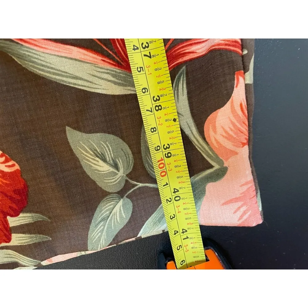 Tommy Bahama Hawaiian Brown Floral Silk Stretch Pants Zip Sz 12 Tropical - Image 8