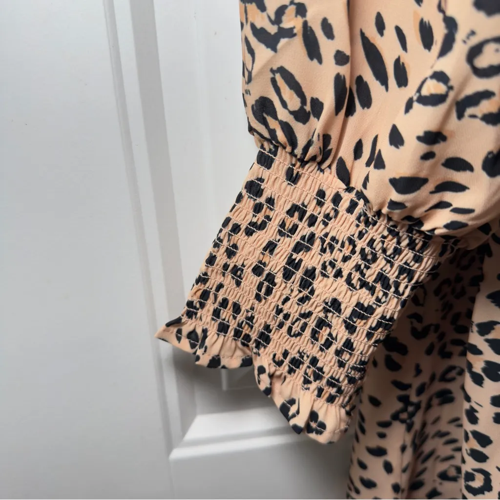 Koko +Mason XL Long Sleeve Fit & Flare Cheetah Print Shirt Dress Black - Image 7