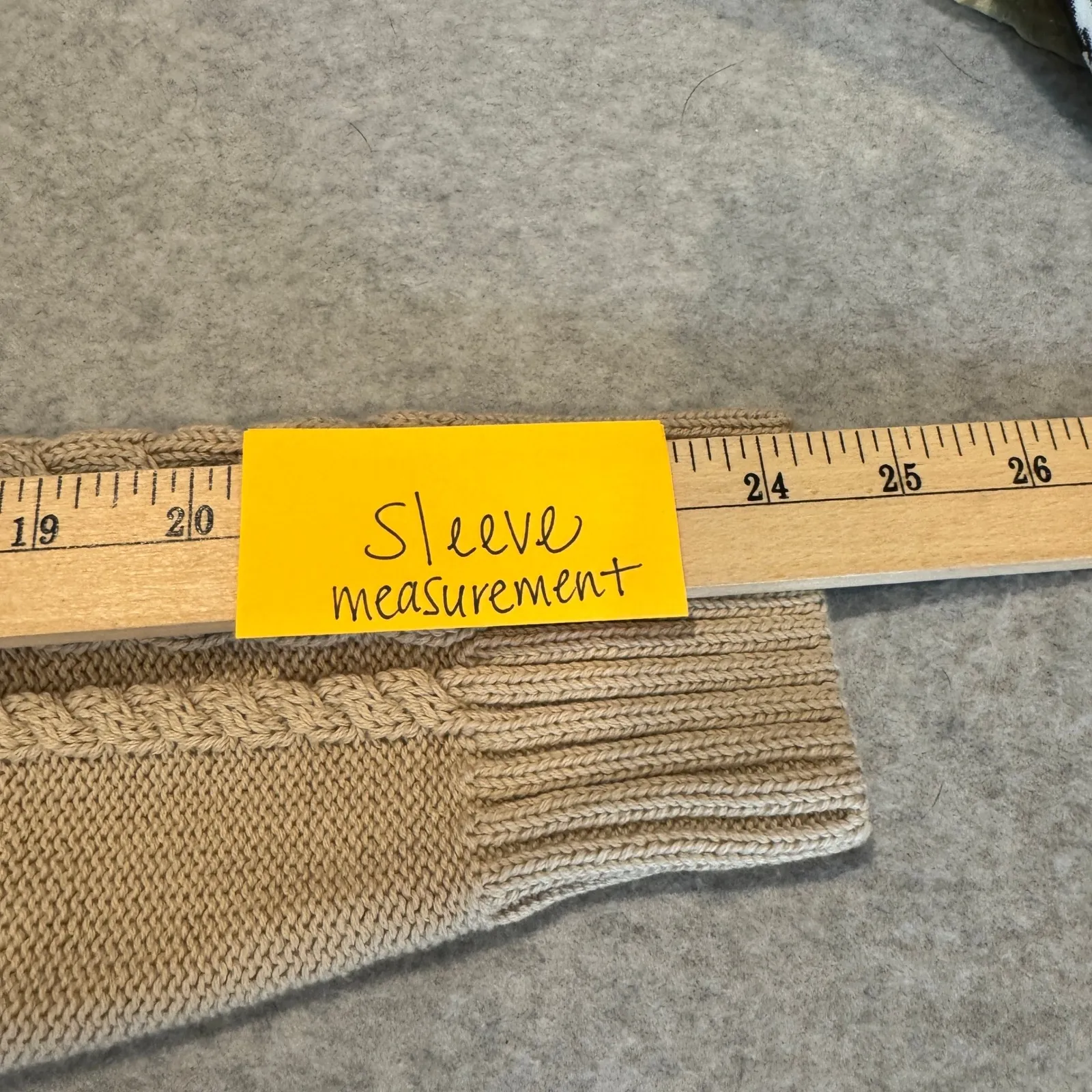 LL Bean Button Front Cable Knit Cardigan Sweater Women L Tan Cotton Shawl Collar Size L - Image 14