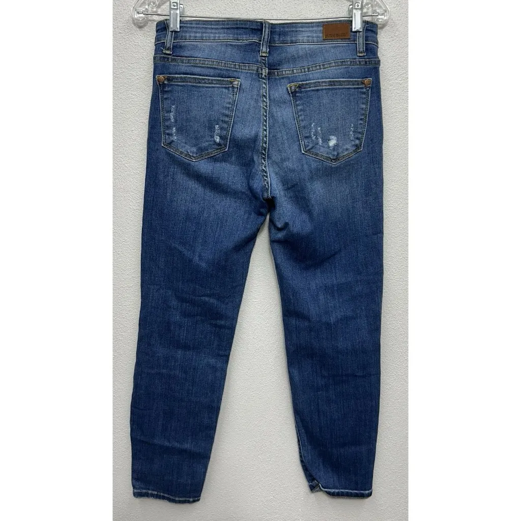 Judy Blue Relaxed Fit Jeans Capri JB8271DK Medium Wash Destroyed Women’s 9/29 - Image 2