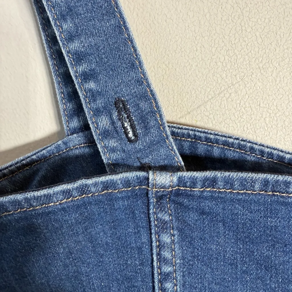 7 For All Mankind Asymmetrical Seam Denim Romper Womens XS Blue Western Bohemian - Image 13