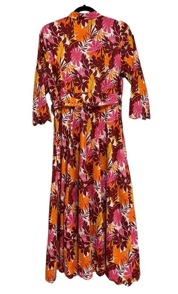 Eshakti Maxi Button Down A-Line Shirt Dress in Tropical Floral - Size M - Image 2