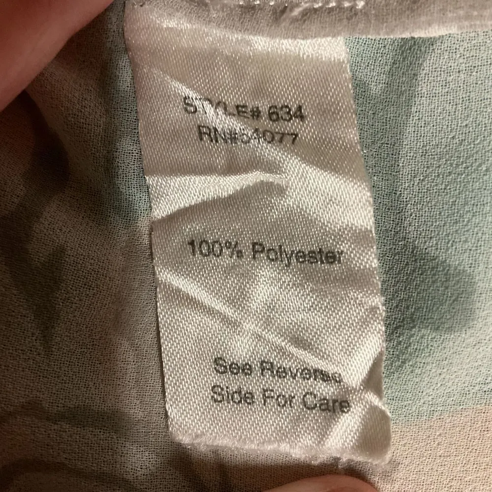 Cabi 834 Floral Keyhole Pleat Long Sleeve Peasant Top Ivory Gray Sheer‎ Size S - Image 12