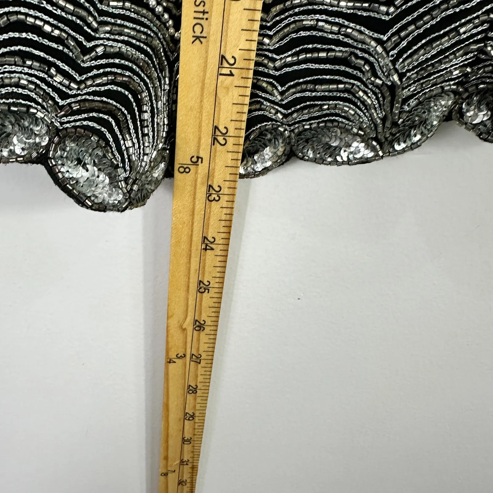 Papell Boutique Silk Beaded Top XL Black Silver 90s Evening Whimsigoth Event - Image 4