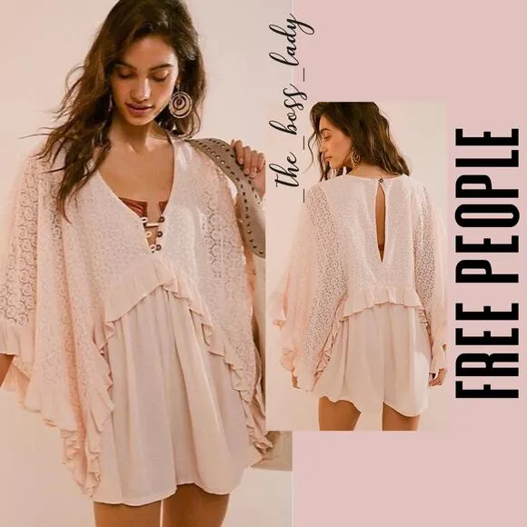 Free People romper floral lace ruffled one piece playsuit boho jumpsuit XS - Image 5