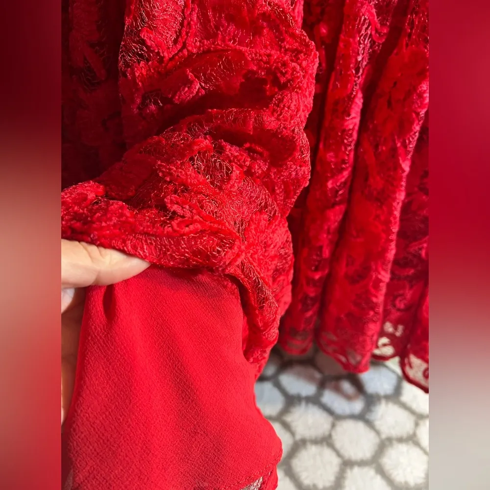 Free People Dress NWT-retails $198, Elegant Mini Red Lace, Flowy, oversized - Image 7