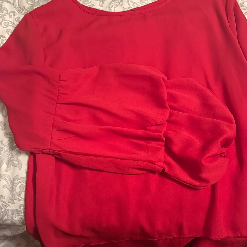 Women's Lantern Long Sleeve Round Neck High Low Asymmetrical Shirt Dress - Image 5