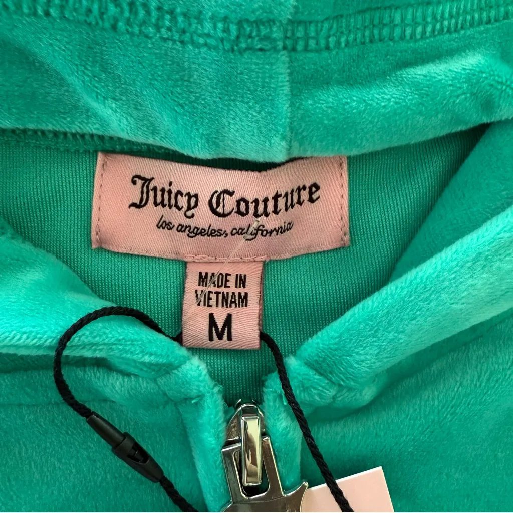 Juicy couture Teal Velour Hoodie and Shorts Set size medium - Image 3