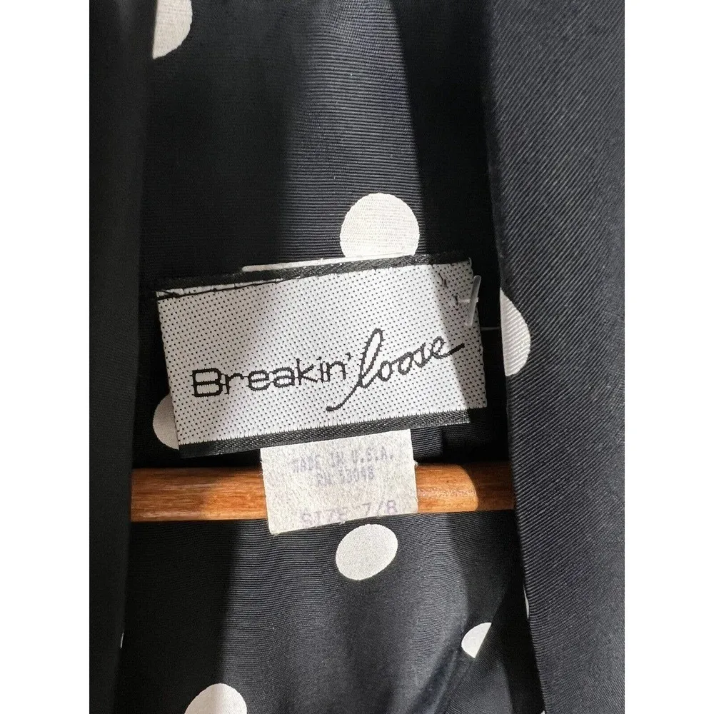 Vintage Breakin Loose Polka Dot Romper Size 7/8 Shawl Neckline Playsuit Small - Image 3