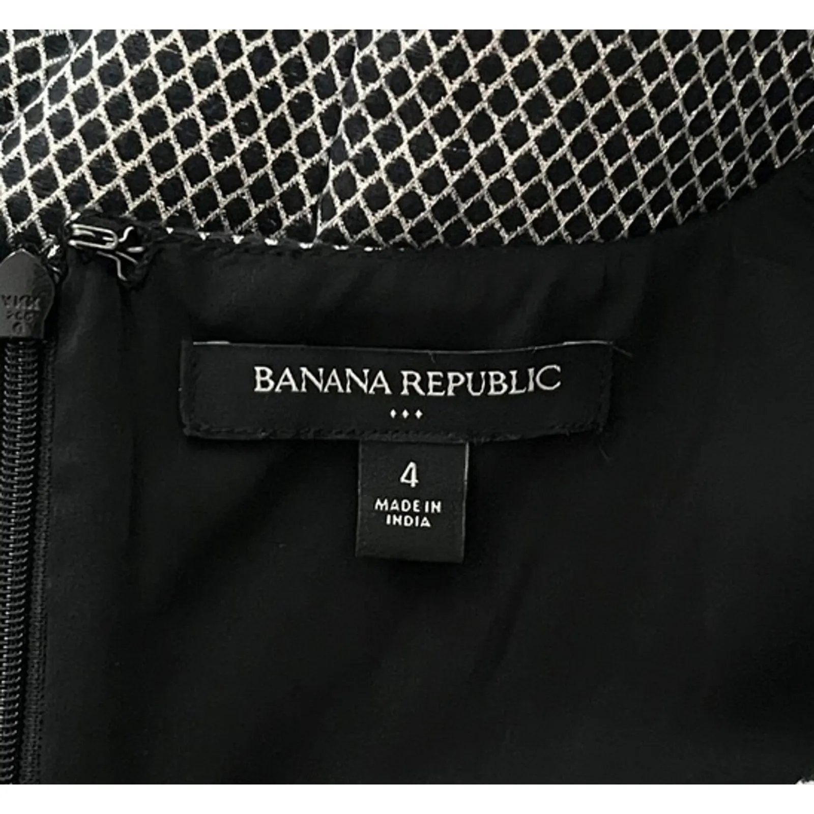 Banana Republic Dress‎ Womens 4 Black Silver Geometric Metallic Print Preppy - Image 7