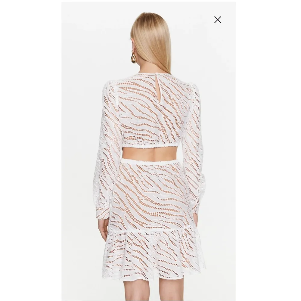 Michael Kors Zebra Eyelet Cutout Dress, White & Tan Size S New w/Tag Retail $455 - Image 3