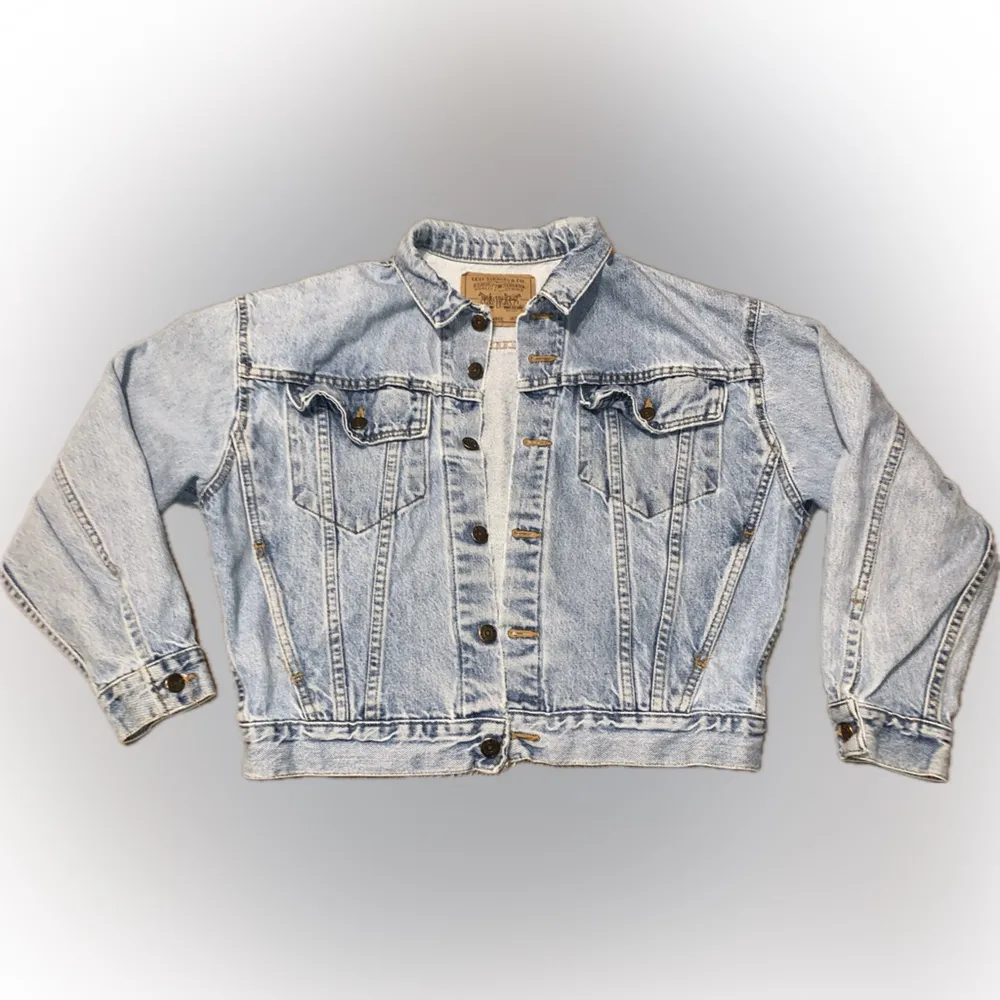 Vintage 90s Levi Strauss Light Blue Denim Trucker Collar Jean Jacket L 16/18 - Image 2