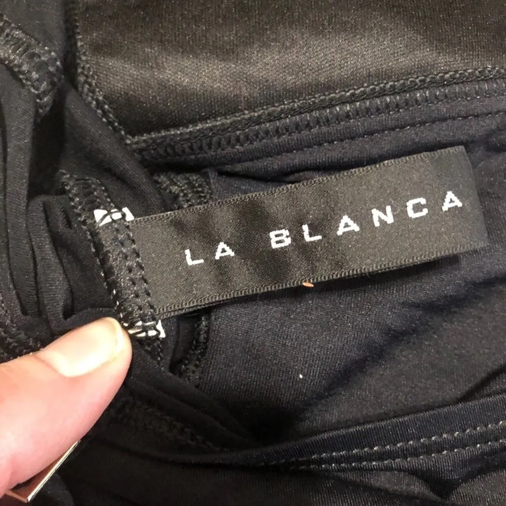 La Blanca Black Ruched Swimsuit Tankini Bikini Top Womens S Top Only Modest - Image 6