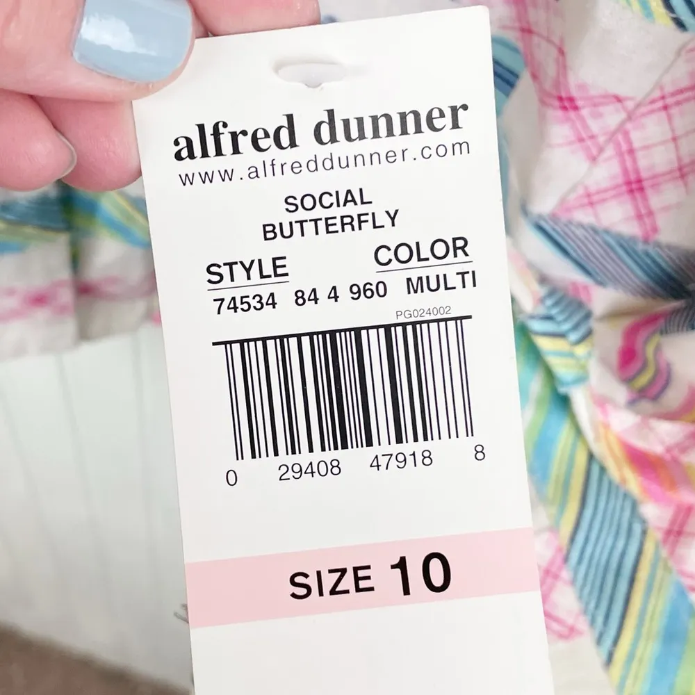 Alfred Dunner Linen Mixed Print Plaid Patchwork Jacket Shacket Size 10 NWT - Image 7