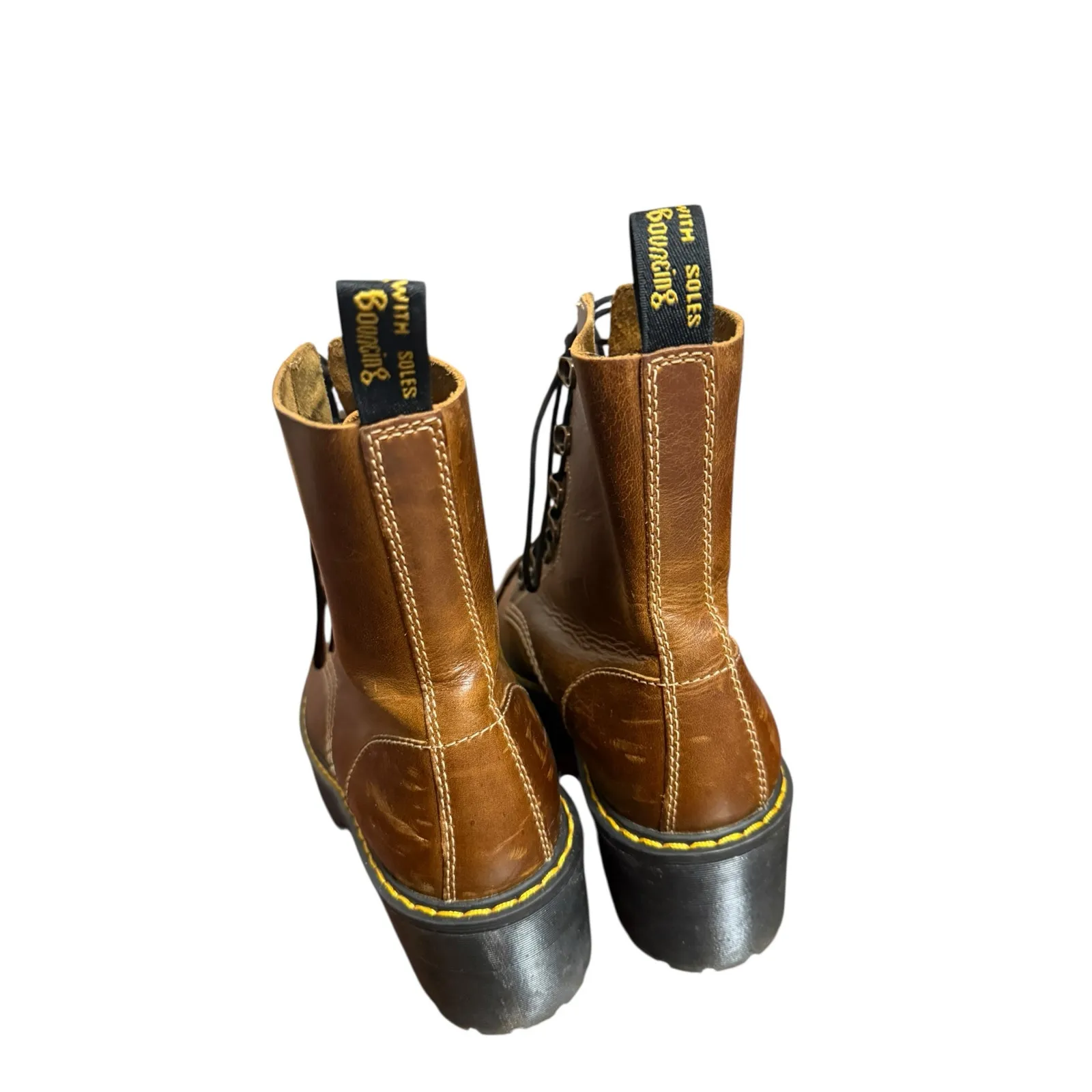 Dr. Martens Leona Butterscotch Brown Women’s New Orleans Leather Heeled Boots 8 - Image 9