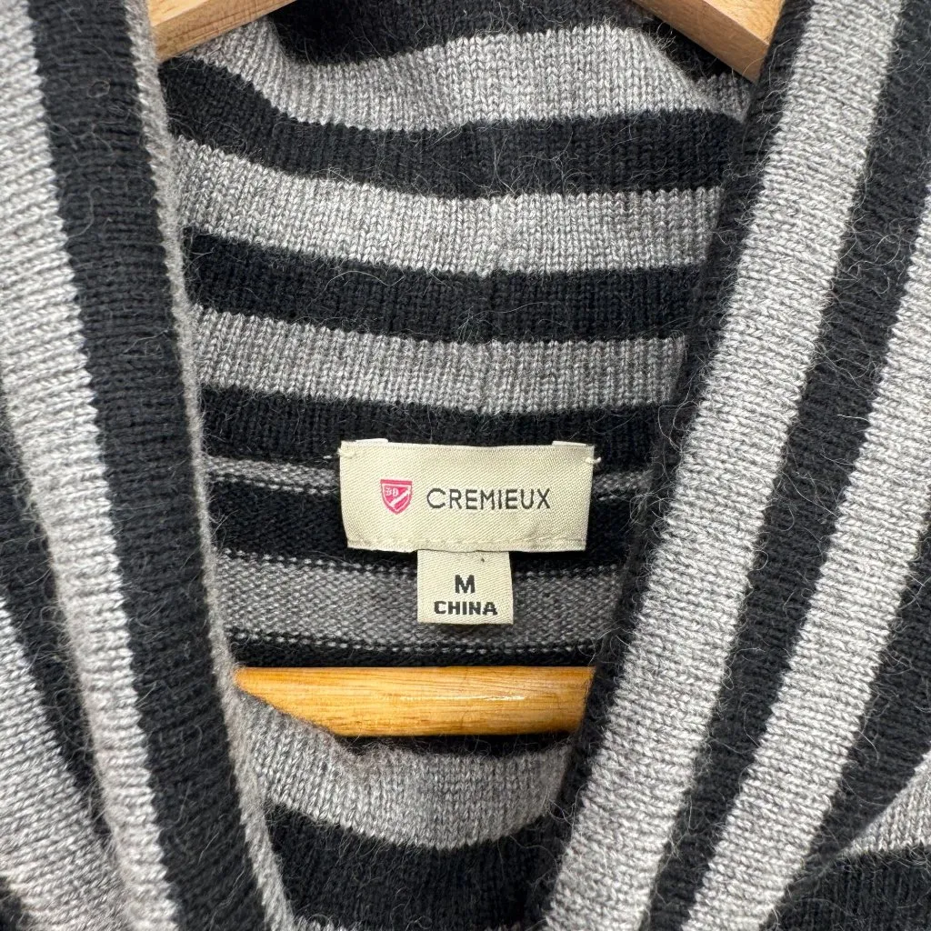 Cremieux Turtleneck Sweater Dress Womens Medium Gray Black Stripe Wool Angora‎ - Image 4