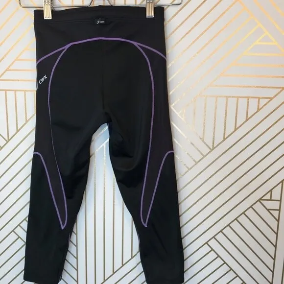 CW-X Stabilyx 3/4 Length Tight Compression Leggings in Black and Purple Size S - Image 5