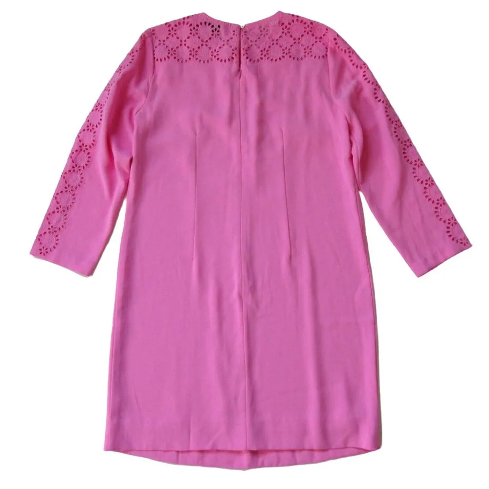 NWT J.Crew Laser-cut Eyelet Shift in Larkspur Pink 365 Crepe Dress 4 - Image 5