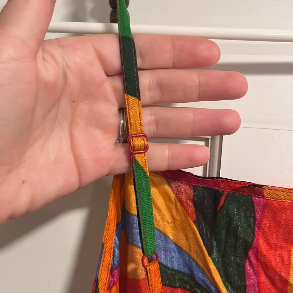 True Destinations Tropical Beach Maxi Dress with Wooden Bead Straps Size Small Pink - Image 5