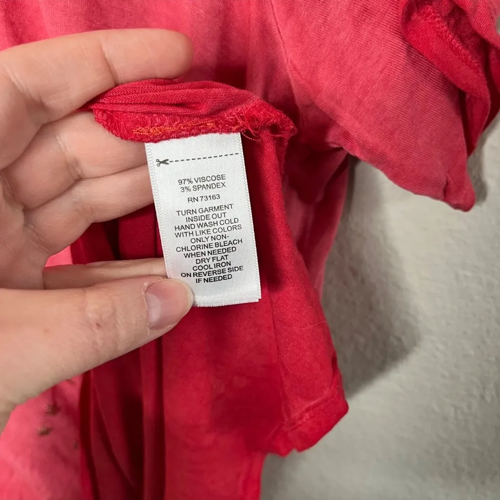 Cable & Gauge Womens Red Metallic Gold Star Print Festive T-Shirt Size Large - Image 8