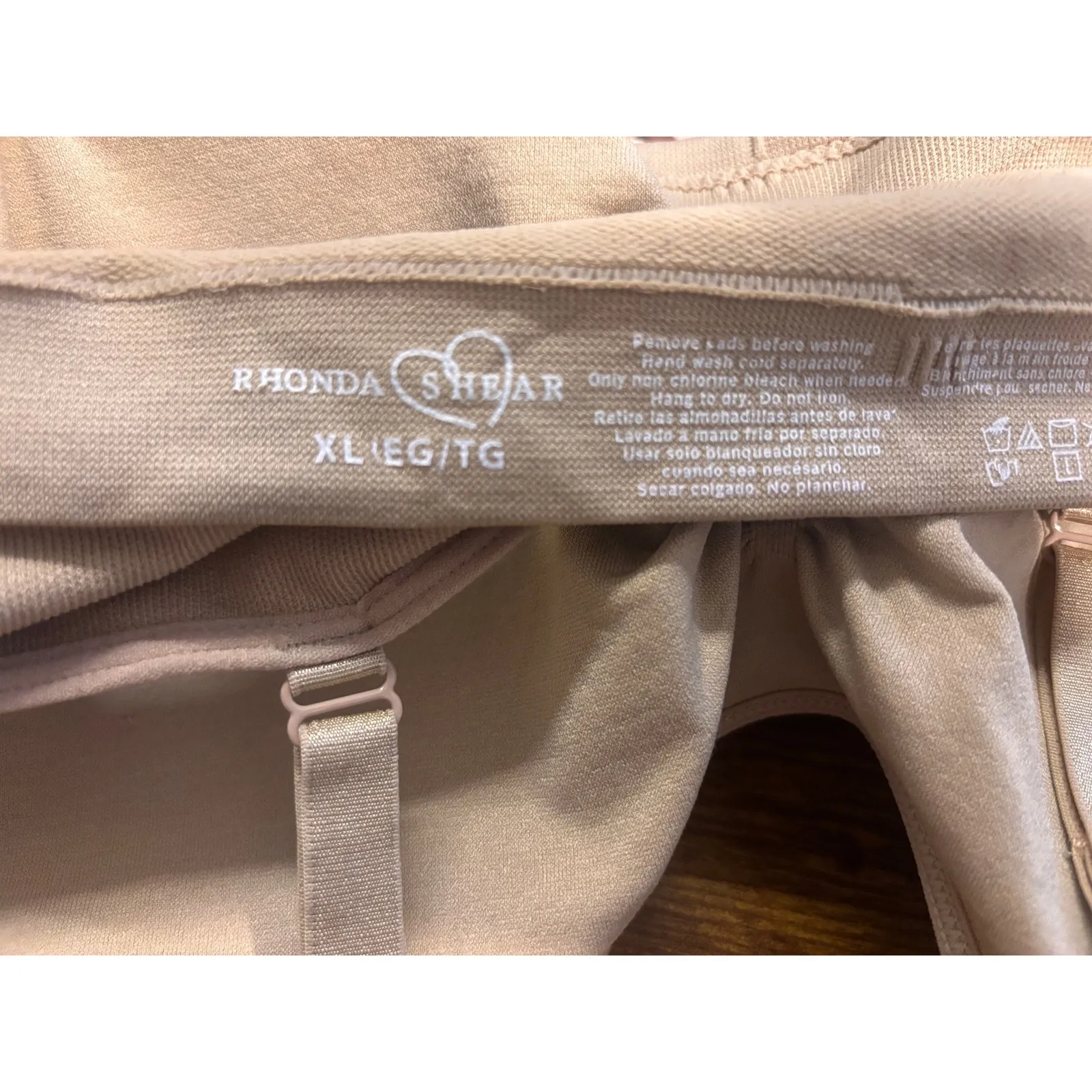 Rhonda Shear XL Full Figure Padded Seamless Comfort Bra Tan Adjustable Straps - Image 6