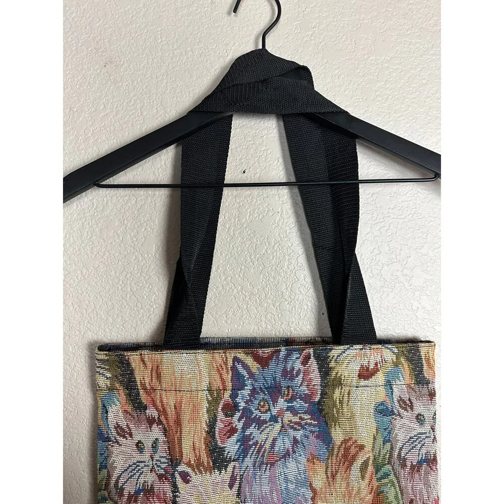 Cat Embroidered Tote Bag Black - Image 3