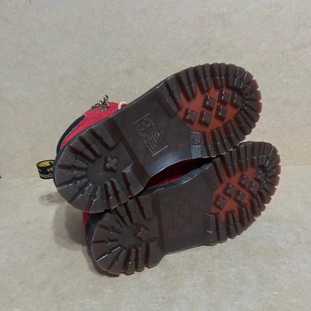 Dr. Martens 939 Ben Long Nap Suede Hiker Combat Boots RED Sz W5 M4 NWOT - Image 4