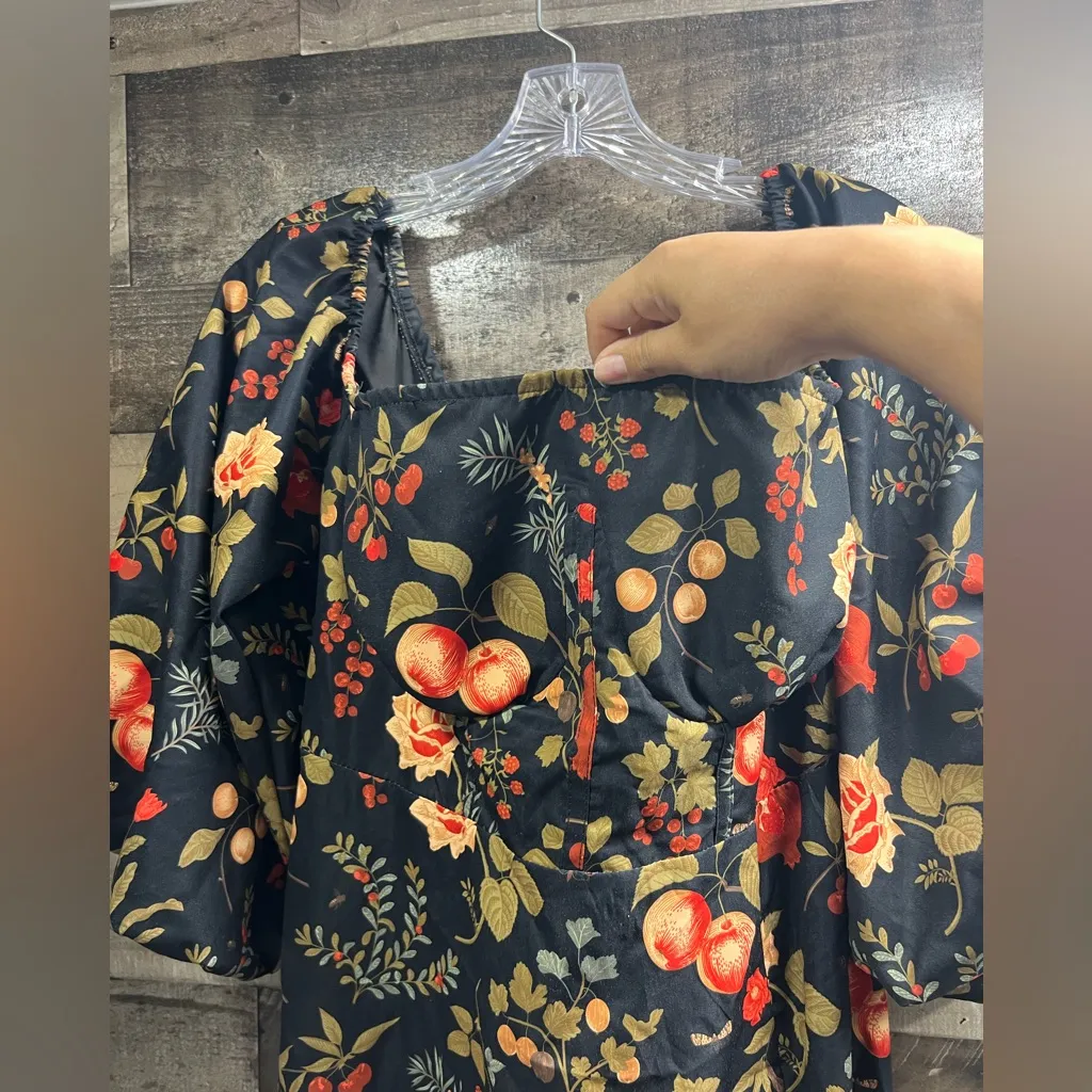 CIDER Midi Dress Fruit Patterned Square size 0XL - Image 5