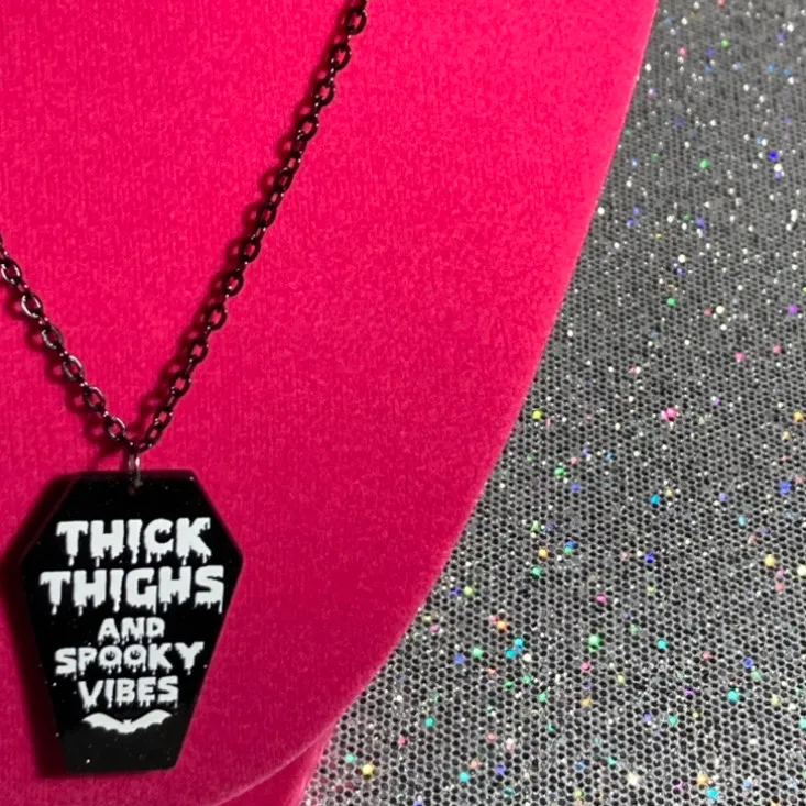 Thick Thighs and Spooky Vibes Necklace Gothic Jewelry Halloween witchy emo goth - Image 11
