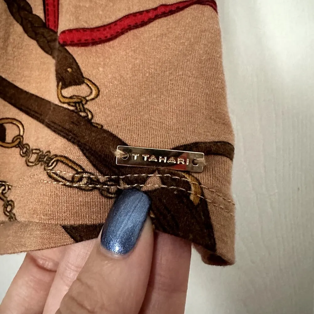 Tahari Equestrian Belt Print Turtleneck Sz XS - Image 5