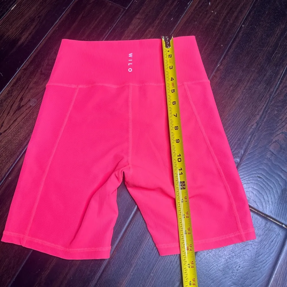 Luxury workout shorts Wilo brand hot pink Pilates gym yoga cross front - Image 3