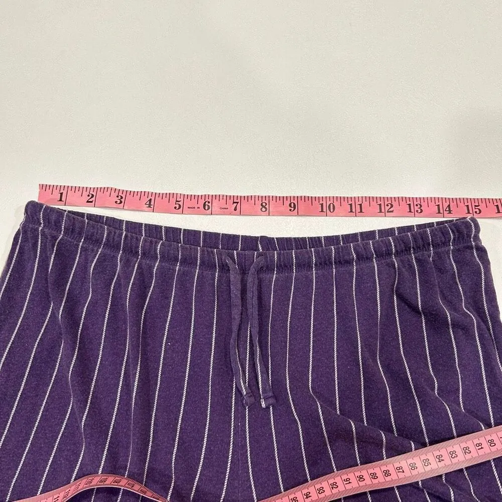 Lauren Ralph Lauren Purple Pinstripe Pajama Set Size M Long Sleeve Button Top Pa - Image 10