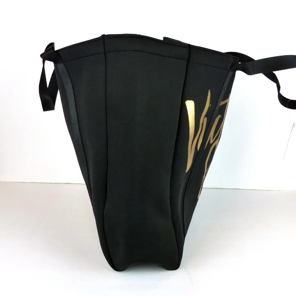 Victorias Secret Carry All Tote Beach Cooler Bag Neoprene Black Gold Travel $78 - Image 13