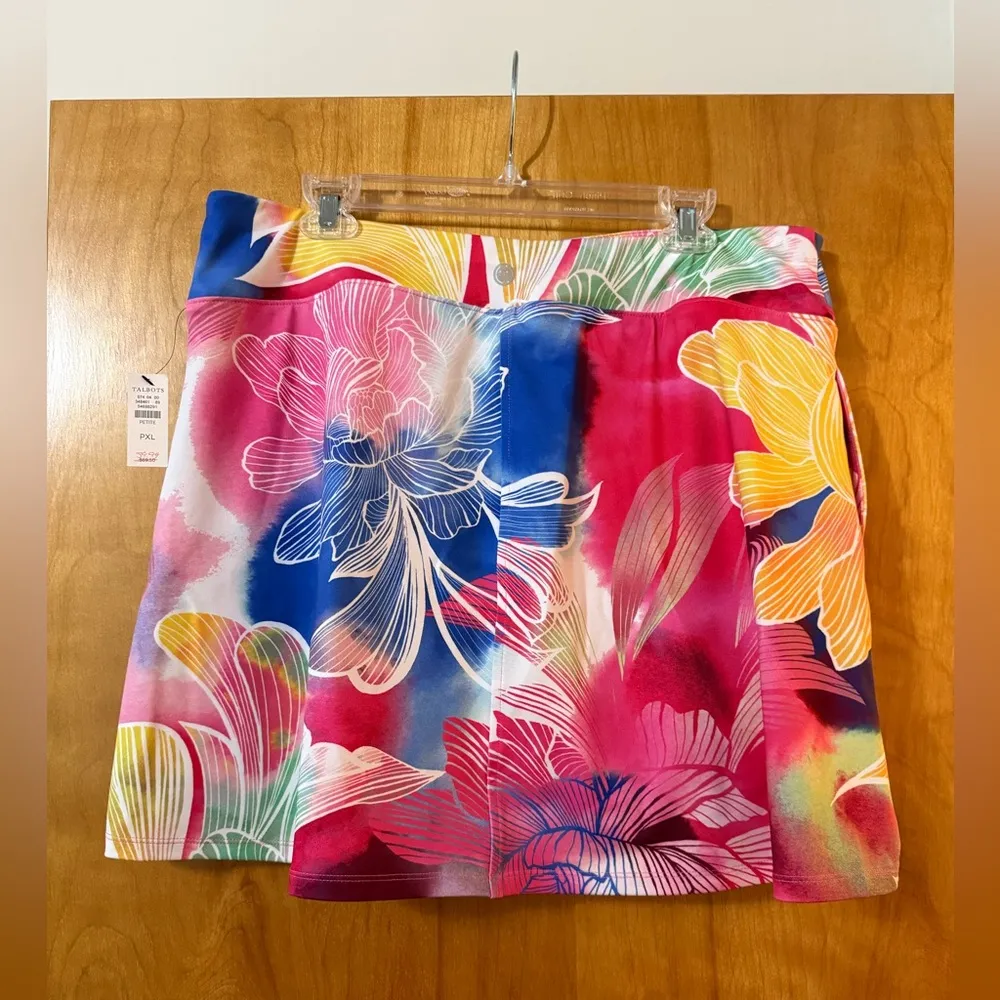 T By Talbots Watercolor Floral SKORT Pockets Tennis Pickleball NWT Petite XLP - Image 9