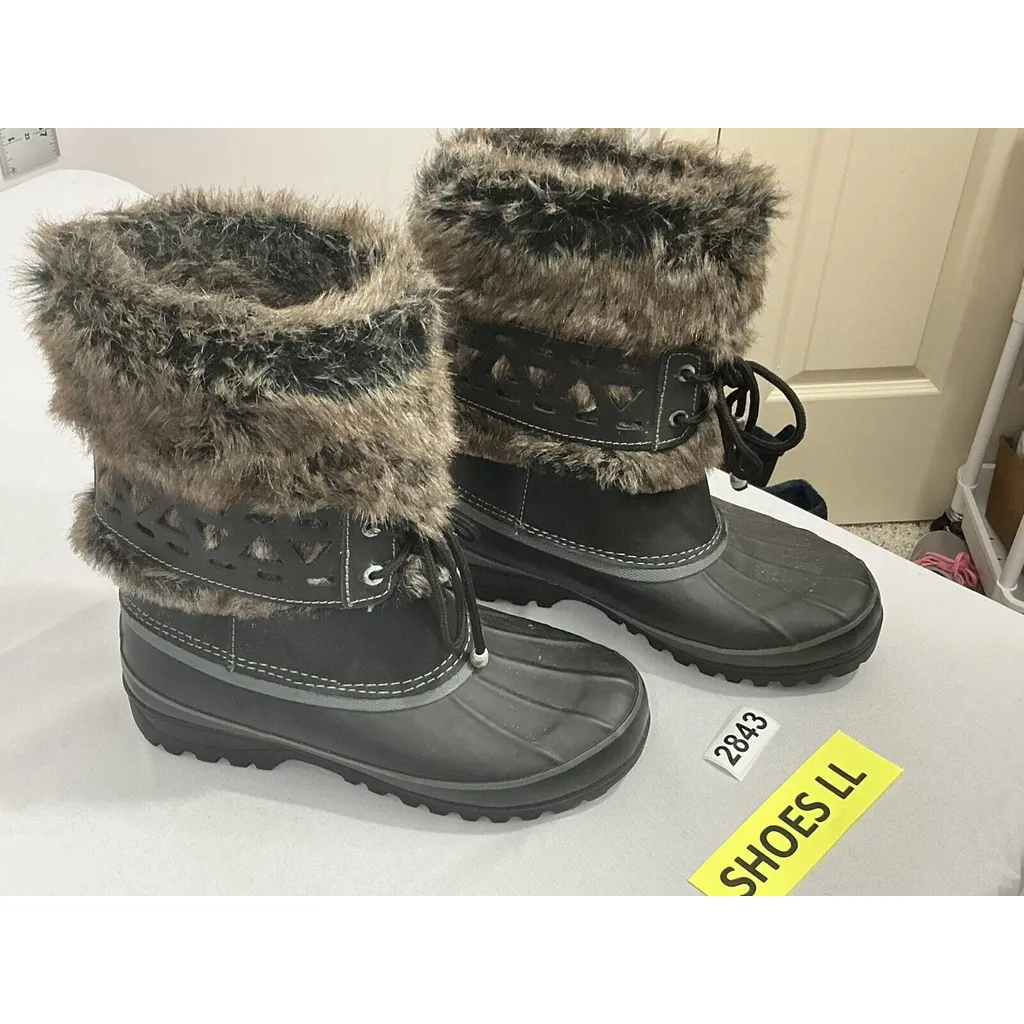 Womans Khombu Nola 6 M Black Leather Lined Midcalf Snow Boots Waterproof NWOT - Image 2