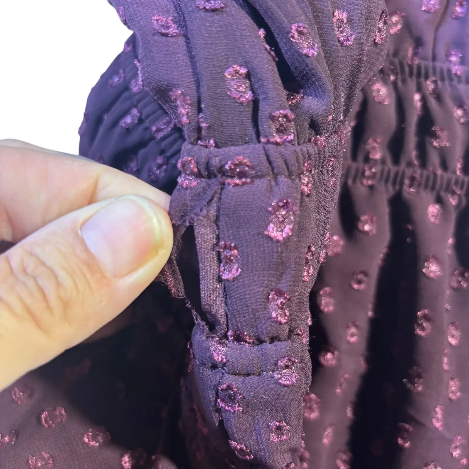 Speechless Womens Dress Size L Burgundy Polka Dot Short Sleeve Elastic‎ Waist - Image 10