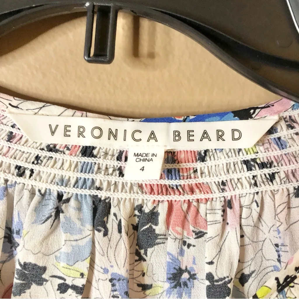 Veronica‎ Beard Madge Floral Silk Button Front Blouse Red Blue 4 - Image 4