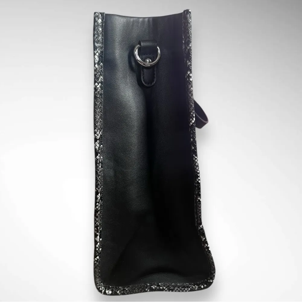 Large Black Vegan Leather Laptop Tote Bag With Detachable Shoulder Strap | EUC - Image 8